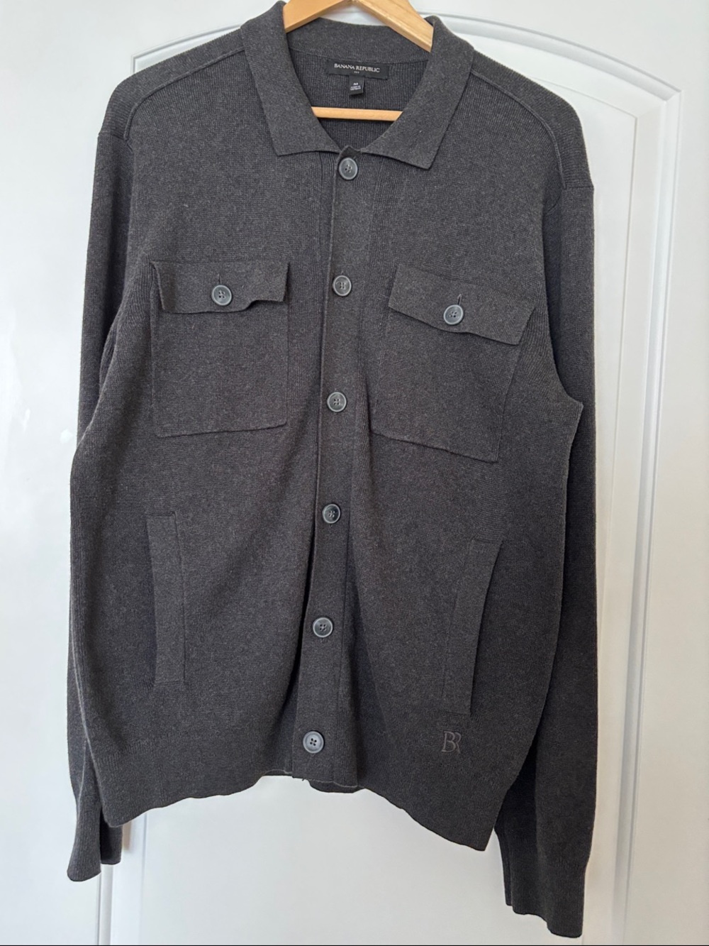 Banana Republic Sweater Shirt Jacket Charcoal 100% Cotton Men’s M EUC
